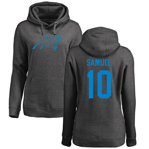 Carolina Panthers Ash Women Curtis Samuel One Color NFL Football #10 Pullover Hoodie Sweatshirts->nfl t-shirts->Sports Accessory